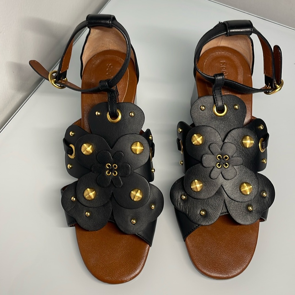 See by Chloé Women's Haya Floral Stud Block-Heel Sandals